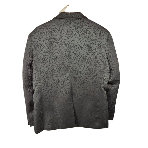 CooFandy Rose Pattern Black Blazer w/ Pocket Square Size L - Picture 4 of 9